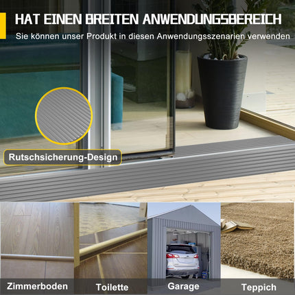 Zilchx Door Threshold Ramps 100x10x2.5cm, Self-Adhesive Threshold Ramp Made of Solid Rubber, Non-Slip Wheelchair Ramp for Door Thresholds, Robot Vacuum Cleaners, Wheelchairs, Strollers, Rollators &amp; E-Scooters, Grey