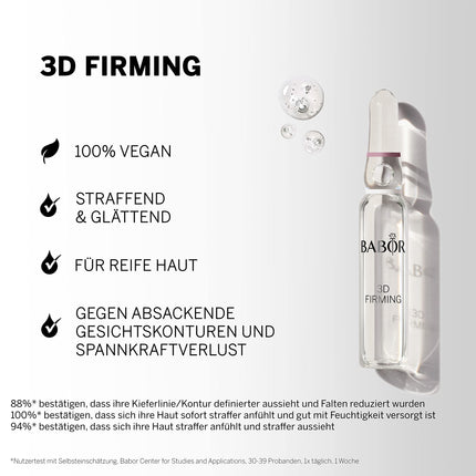 BABOR 3D Firming, Anti-Aging Serum Ampoules for the Face, With Hyaluronic Acid for More Firmness, Vegan Formula, Ampoule Concentrates, 7 x 2 ml Refreshing