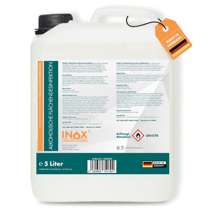 INOX® Surface Disinfectant 5L – Alcohol-based surface disinfectant for all smooth surfaces – Highly effective disinfectant for surfaces