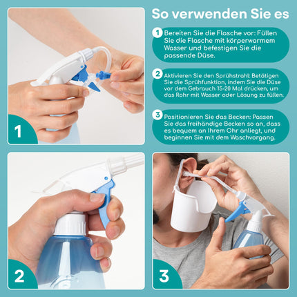 Medi Grade Ear Cleaning - Earwax Remover - Safe Pump for Earwax Removal 300 ml - Environmentally Friendly Ear Cleaning Set - Improves Hearing