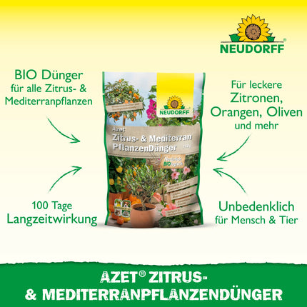 Neudorff Azet Citrus &amp; Mediterranean Plant Fertilizer – Organic slow-release fertilizer with mycorrhiza promotes aromatic fruits such as lemons, oranges, and olives, 750 g, Brown