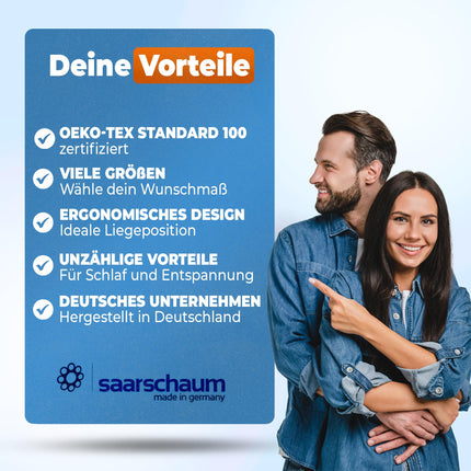 saarschaum • Wedge pillow mattress wedge • Orthopedic wedge mattress for bed inclination • Raised wedge for a healthier sleeping position • Sleep at an angle • 80x200cm FSA 2750