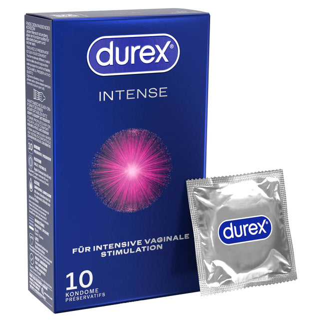 [NEW] Durex Intense Condoms – For a comfortable fit, safe sex, and excellent lubrication with nubs, ribs, and plenty of Desirex gel, anatomical Easy-On shape – 10-pack (1 x 10 pieces)