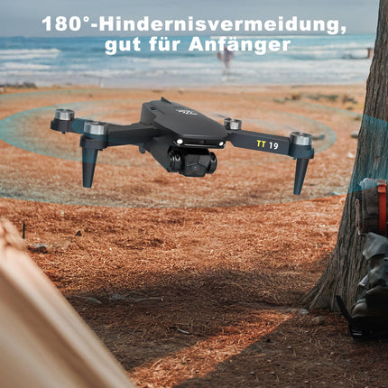 TT19 Mini Drone with Camera 180° Obstacle Avoidance 40KM/H Maximum Speed ​​RC FPV Drones for Beginners Adults Brushless Motor Drone 5G Wifi Adjustable Camera 1080p Foldable Quadcopter