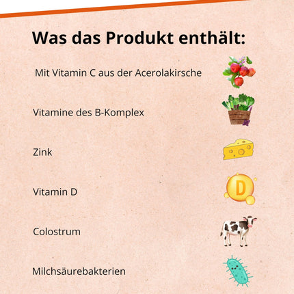 Dr. Wolz KinderImmun* 65g Powder - Active Complex for Immune System* &amp; Growth** - Immune Complex with Vitamin C from Acerola Cherry - Vitamins, Minerals &amp; Trace Elements - Vegetarian