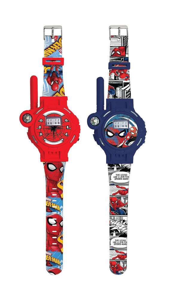 Lexibook, Spider-Man, Walkie-Talkies Watches, 2 Pack, Range up to 200m/600ft, Flashlight, Compass, Rechargeable, Blue/Red, DMWTW1SP
