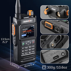 Radioddity GA-5WB IP67 Handheld Two-Way Radio, Long-Range Dual-Band Amateur Radio with APP Programming, Airband, Color Screen, GPS &amp; APRS, USB Rechargeable with 2600mAh Battery