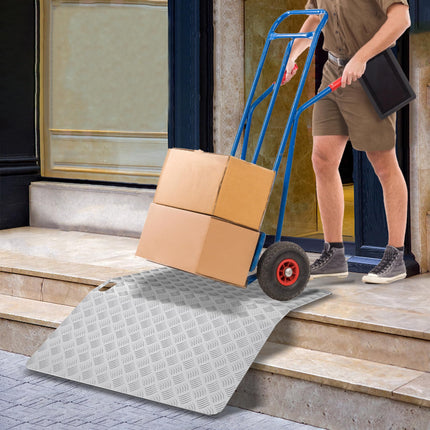 LZQ door threshold ramp, wheelchair ramp, threshold ramp, aluminum ramp for wheelchairs, non-slip threshold bridge, curb ramp, portable with handles, load capacity 270 kg (80 x 70 x 10 cm)