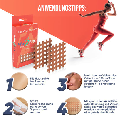 Grid Tape Type C – 40 Grid Plasters, High-quality Acupuncture Plaster – Cross Tape Pain Points or as Scar Plaster, Self-adhesive and Versatile
