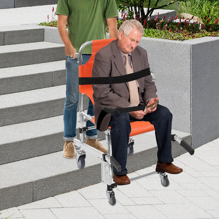 Aluminum alloy stair chair, lightweight folding stair chair with quick release, evacuation chair for ambulance firefighters, up to 160 kg (orange)
