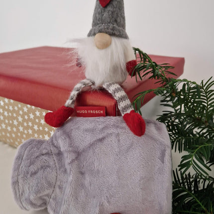 Hugo Frosch mini hot water bottle 0.2 l with velour cover grey