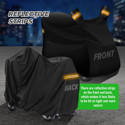 MaxAwe 142x66x119cm Mobility Scooter Cover, 600D Oxford PU Coating Waterproof Scooter Cover, Disability Scooter Protective Cover with Elastic Band Reflective Strips
