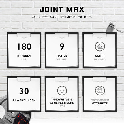 Joint Max Ultra Capsules - 180 Capsules - High-dose joint supplement with glucosamine, MSM, chondroitin, Cissus Quadrangularis, frankincense extract, hyaluronic acid, ginger, bromelain