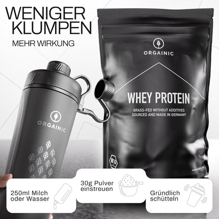 ORGAINIC Organic Vanilla Whey Protein - Certified Organic without Additives - Protein Powder from Germany - Grass-fed - 1000g