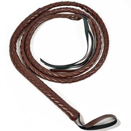 U-Goforst Brown Whip Indiana Whip Cat Woman Whip Costume Fake Bull Whip PU Leather Lion Tamer Cowboy Whip Toy Prop for Adults Ladies