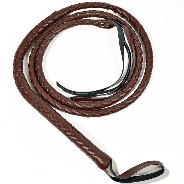 U-Goforst Brown Whip Indiana Whip Cat Woman Whip Costume Fake Bull Whip PU Leather Lion Tamer Cowboy Whip Toy Prop for Adults Ladies