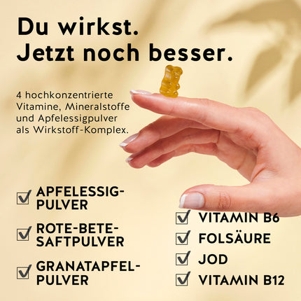 Apple Cider Vinegar Gummies – High Dose 350mg Apple Cider Vinegar Powder – Pomegranate &amp; Beetroot Juice Powder – Vitamin B6 B12 Iodine &amp; Folic Acid – 60 Gummies – Vegan – No Added Sugar – Bears with Benefits