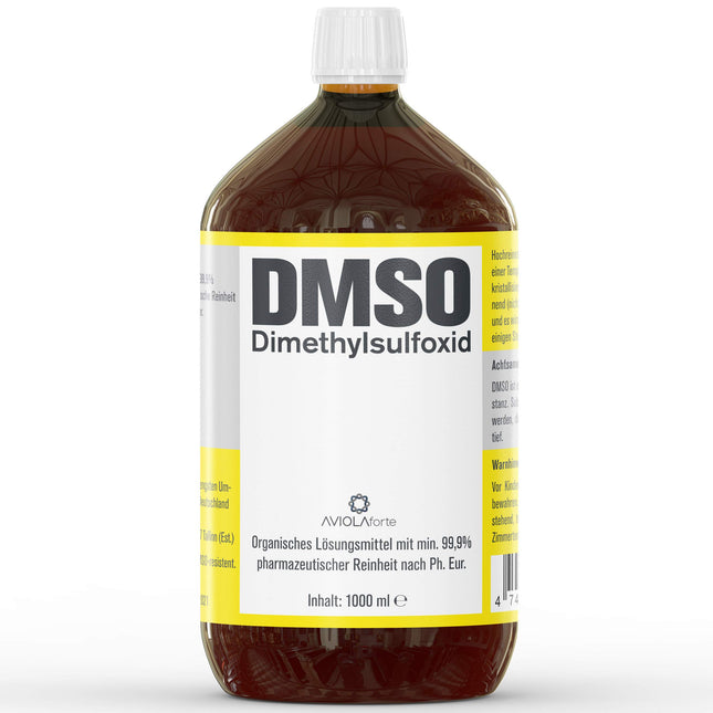 DMSO from AVIOLAforte | Dimethyl sulfoxide with 99.9% pharmaceutical purity from Germany | Brown glass pharmacy bottle | 100ml, 250ml, 500ml, or 1000ml