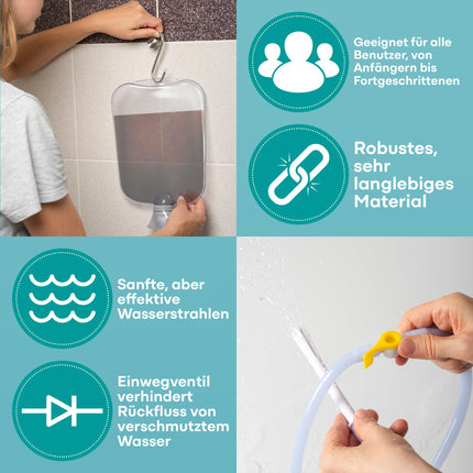 Medi Grade Enema Kit for Intimate Cleansing at Home - 2L Capacity - Enema Kit with Reusable Accessory, Instructions, Portable Bag and More - 100% Transparent
