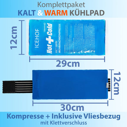 ICEHOF cooling pad with fleece cover - Cuddly soft, long cooling time - cooling pack gel cooling pack cooling gel cooling compress cold compress cooling compresses cooling bag ice pack blue