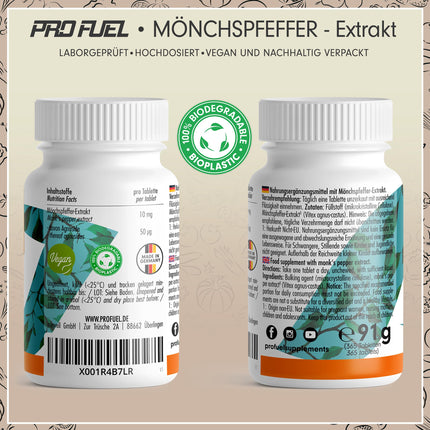 High-dose chasteberry - 365 tablets - 10 mg high-quality chasteberry extract (5:1), equivalent to 50 mg pure chasteberry (Vitex Agnus Castus) - laboratory-tested with certificate - 100% vegan
