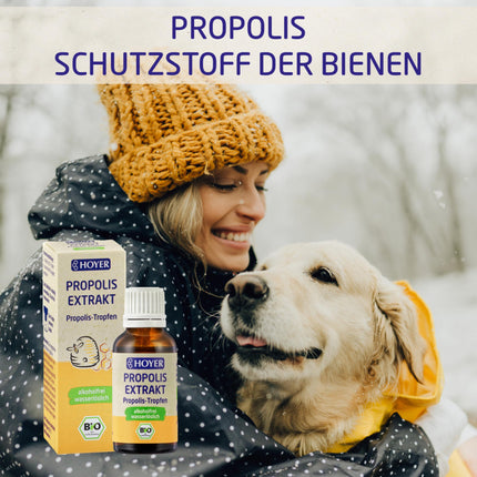 HOYER Propolis Drops Organic - Alcohol-free &amp; Water-soluble - Pure propolis extract as a dietary supplement or for external use - 30 ml