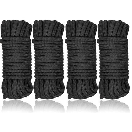 4 x 10m Sex Bondage Rope, Soft Bondage Rope Black Cotton Rope For SM Sex Toys, Bondage Set All-Purpose Rope Bondage Set for Couples Bondage Games