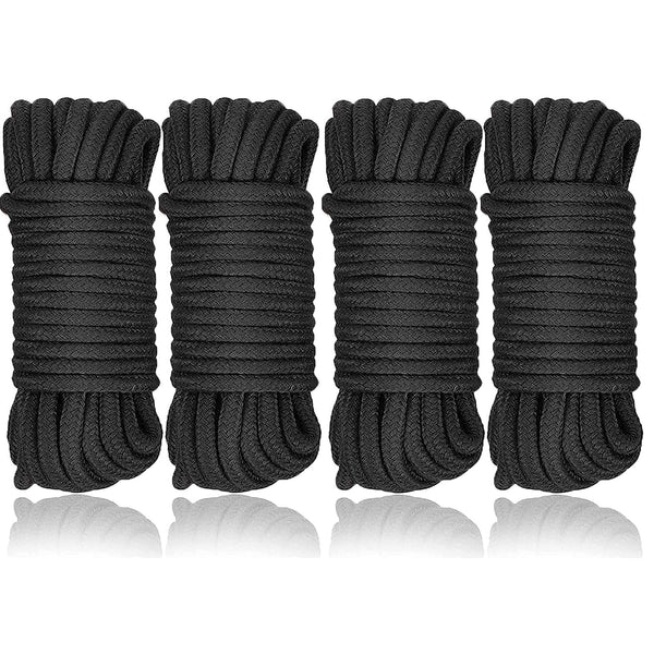 4 x 10m Sex Bondage Rope, Soft Bondage Rope Black Cotton Rope For SM Sex Toys, Bondage Set All-Purpose Rope Bondage Set for Couples Bondage Games