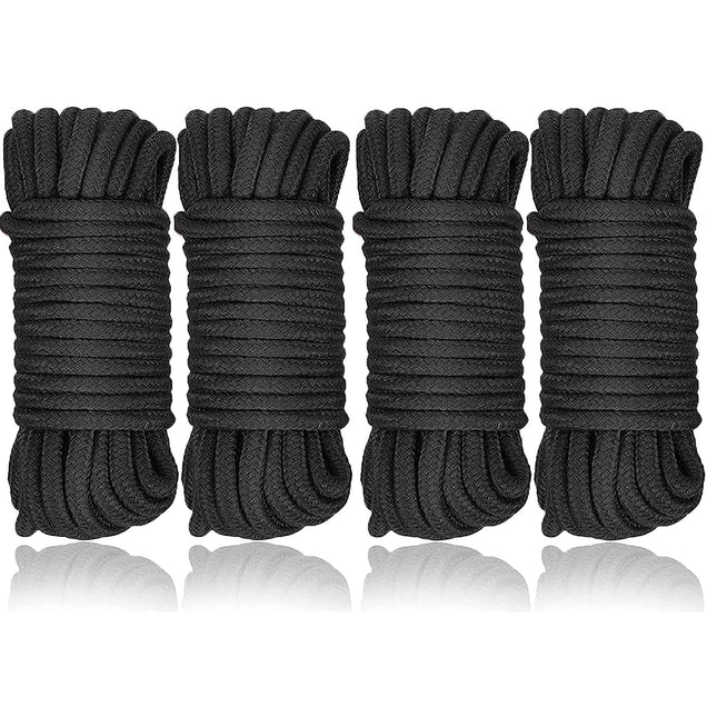 4 x 10m Sex Bondage Rope, Soft Bondage Rope Black Cotton Rope For SM Sex Toys, Bondage Set All-Purpose Rope Bondage Set for Couples Bondage Games