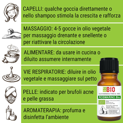 Rosemary Oil Organic Essential Oil 100% Pure 30 ml - Aromatherapy Cosmetic Therapeutic - Laborbio