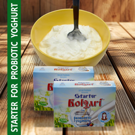 Bolgari probiotic yogurt ferment. Yogurt powder for homemade yogurt. Yogurt cultures Lactobacillus bulgaricus &amp; Lactobacillus rhamnosus. 7 sachets of natural yogurt. Starter culture for yogurt makers (1)