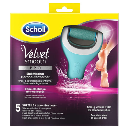 Scholl Velvet Smooth Electric Callus Remover Pro – For callus removal on wet and dry feet – Rechargeable – 1 device + charging station (1 pack)