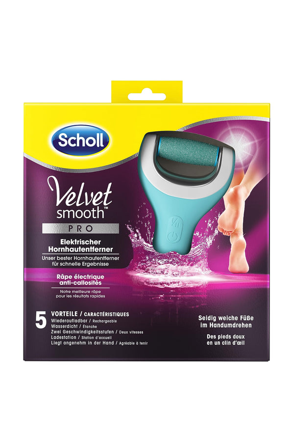 Scholl Velvet Smooth Electric Callus Remover Pro – For callus removal on wet and dry feet – Rechargeable – 1 device + charging station (1 pack)