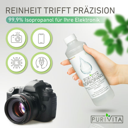 PURIVITA® Isopropanol 99.9% [500ML] - Cleaning Alcohol Isopropanol - Pure Alcohol for Household &amp; Industrial Cleaning - Isopropyl Alcohol - Disinfectant Pure Alcohol - Ethyl Alcohol