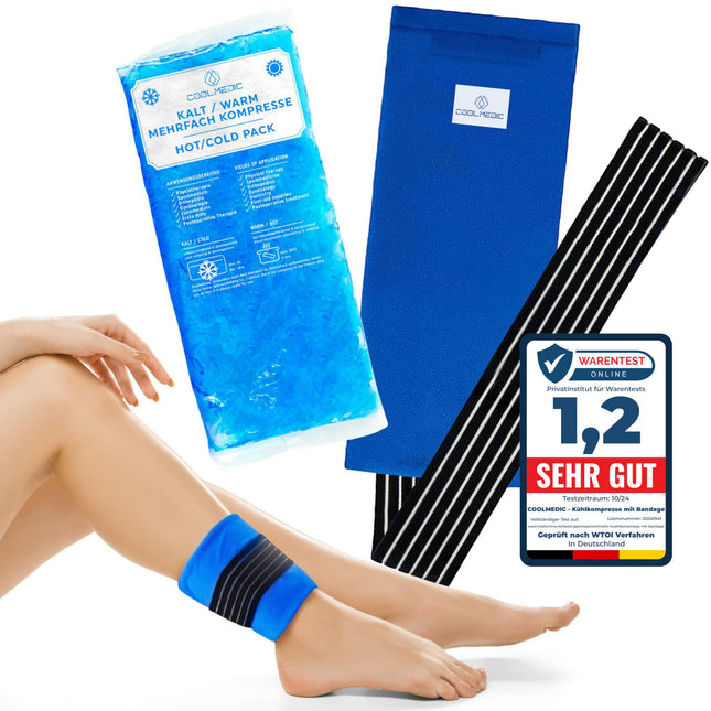 COOLMEDIC Premium Cooling Pad with Bandage | XXL Cold &amp; Warm Compress 29x12cm | Multi-Purpose Compress Cooling Pads, Gel Cooling Pillow, Cold Compress for Cooling Pain for Children &amp; Adults