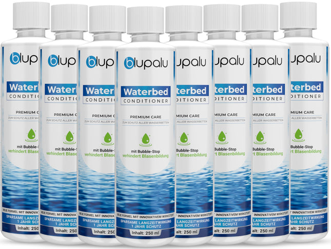blupalu Waterbed Conditioner Premium Care – 8x 250ml – Waterbed conditioner against odors &amp; algae, care for all water mattresses &amp; systems from all well-known manufacturers