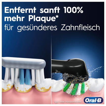 Oral-B PRO 3 3500 Electric Toothbrush, 2 brush heads, with 3 brushing modes and 360° visual pressure control for dental care, travel case, gift for men/women, black