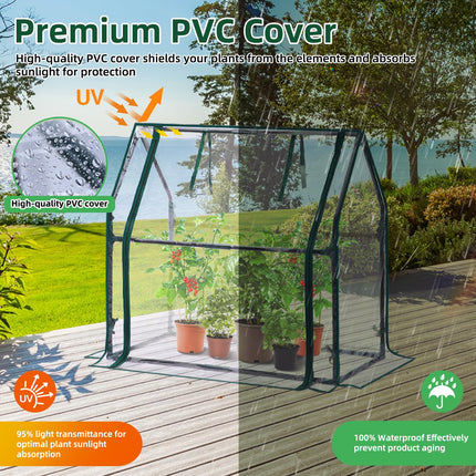 Ohuhu Mini Greenhouse Indoor Greenhouse PVC Film Greenhouse with Waterproof Mat, Tomato House Film Greenhouse Small for Seedling Plant Indoor Herb Garden 91.5x45.5x84 cm
