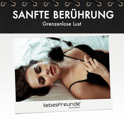 Liebesfreunde® Feather tickler for sensual sex games - Small sex feather tuft for stroking and pampering | Bondage accessories, BDSM sex toys for couples