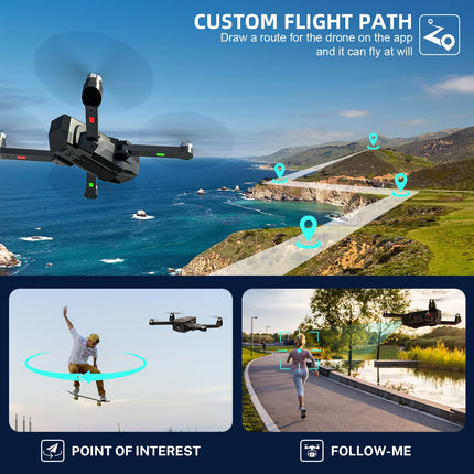 T18S GPS Drone with 4K Camera for Adults, TEEROK 5G Transmission FPV Drone 500m RC Quadcopter with Automatic Return, Follow Me, Brushless Motor, Gesture Control, 2 Batteries