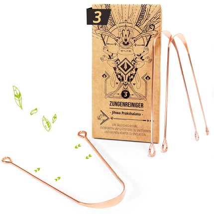 Nature Nerds - Copper Tongue Cleaner (3 pieces) - Jihwa Prakshalana - An Ayurvedic detoxification ritual with the tongue scraper - plastic-free oral hygiene