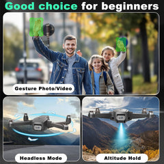 Drone with Camera Foldable Drones for Adults Beginners, Brushless Motor Wind Protection Level 4 Maximum Flight Speed ​​40 KM/H, 1080P HD Camera Motor Adjustable Drone, FPV RC Quadcopter