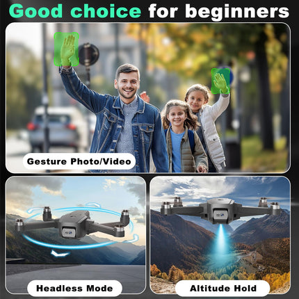 Drone with Camera Foldable Drones for Adults Beginners, Brushless Motor Wind Protection Level 4 Maximum Flight Speed ​​40 KM/H, 1080P HD Camera Motor Adjustable Drone, FPV RC Quadcopter