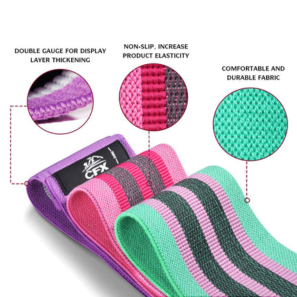 CFX Resistance Hip Bands, Fitness Bands Set Yoga Belt in 3 Tensile Strengths Training Band Yoga Band AS Resistance and Support for Leg Training, Strength Training and Pull-ups
