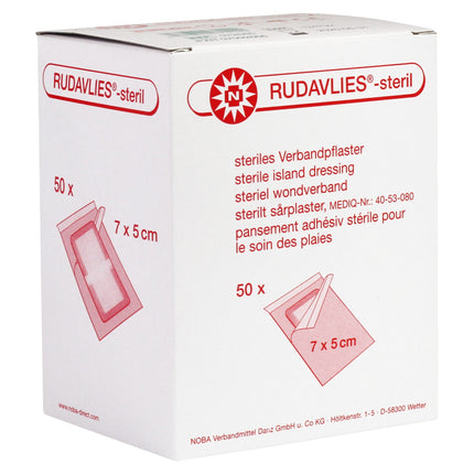 NOBAMED Paul Danz AG 50 pieces sterile wound plaster Rudavlies sterile plaster 7 cm x 5 cm