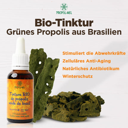 Brazilian Green Propolis Liquid Extract 30 ml – Organic. Mother Tincture. 100% natural, gluten-free, 25% w/v.