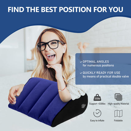 LuxoCare Inflatable Pillow Portable Wedge Pillow - Body Positioner, Lightweight Wedge Pillow for Sleeping, Leg Elevator, Use in Bed, Outdoor Foldable Side Sleeper Pillow