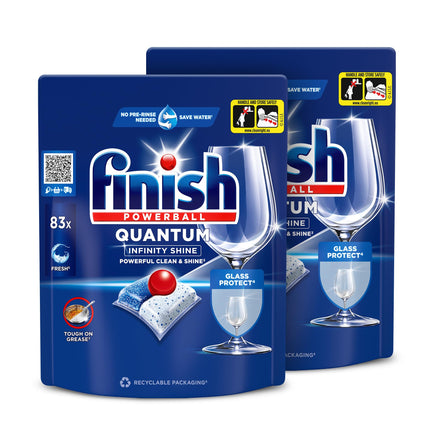 Finish Quantum Infinity Shine Dishwasher Tablets – Dishwasher tablets for deep cleaning, grease-cutting power and shine – Gigapack with 2 x 83 tablets