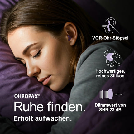OHROPAX Good Night earplugs – pre-ear plugs made of moldable silicone – suitable for all ears and all sleeping positions – sound insulation value SNR 23 dB – for a peaceful and restful sleep – 8 pieces