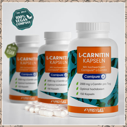 L-Carnitine high-dose 2000 mg - 150 Carnipure® L-Carnitine capsules with L-Carnitine tartrate - premium raw material Carnipure® from Lonza - no unwanted additives - laboratory-tested with certificate - vegan